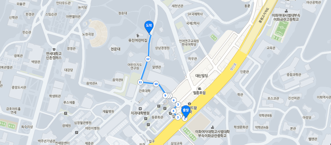 정문에서 오는길