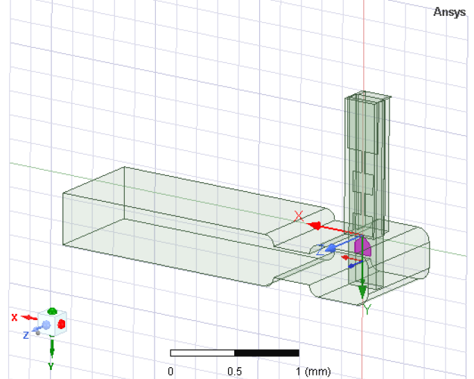 HFSS로 설계한 프로브의 모습 